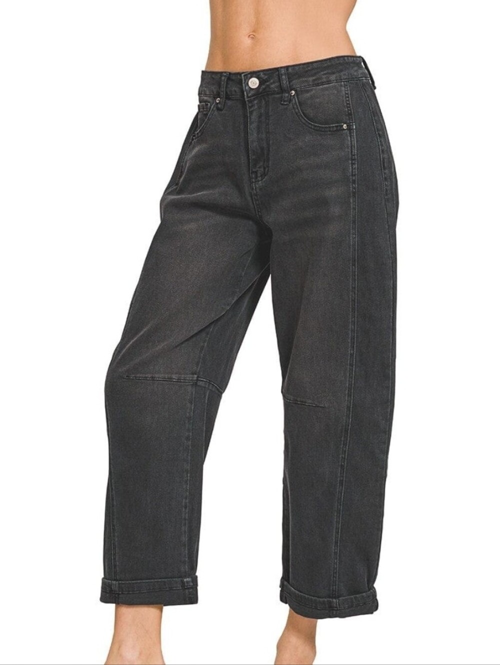 NWT Zenana Cropped Barrel Jeans